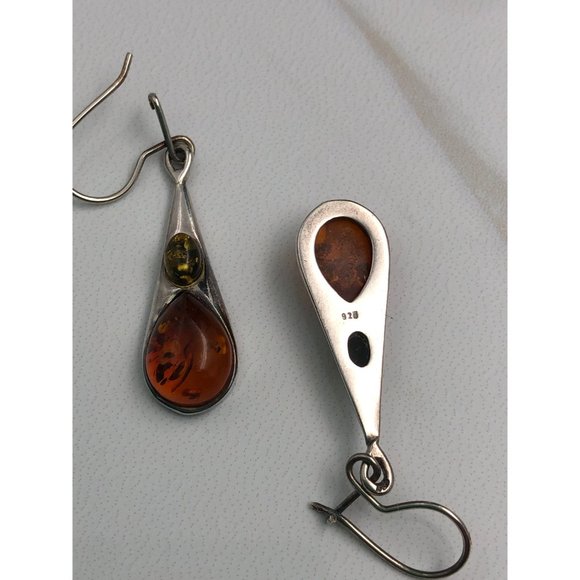 silver and amber dangle earrings - Picture 6 of 6